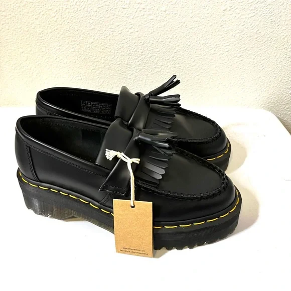 Dr. Martens Adrian Bex platform Black Leather Tassel Loafers leather sz 9 womens - Picture 2 of 7